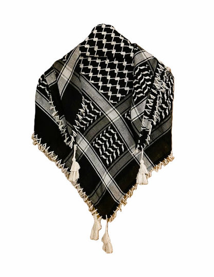 White on Black Palestinian Style Keffiyeh